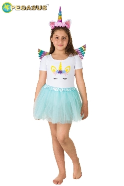 COMPLETO DANZA UNICORNO CELESTE BAMBINA